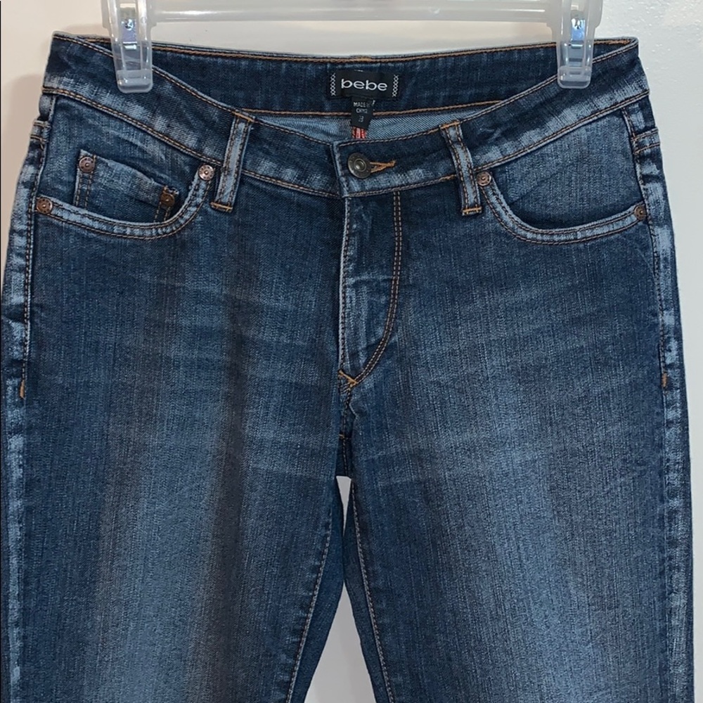 BEBE Denim | Dark Wash Bootcut Denim Pants Jeans Italian Fabric Fitted Low Rise - Picture 3 of 8